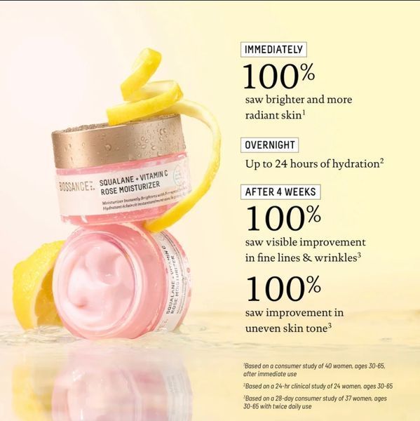 Зволожувальний крем зі скваланом та вітаміном С Biossance Squalane and Vitamin C Rose Moisturiser 50ml 651 фото