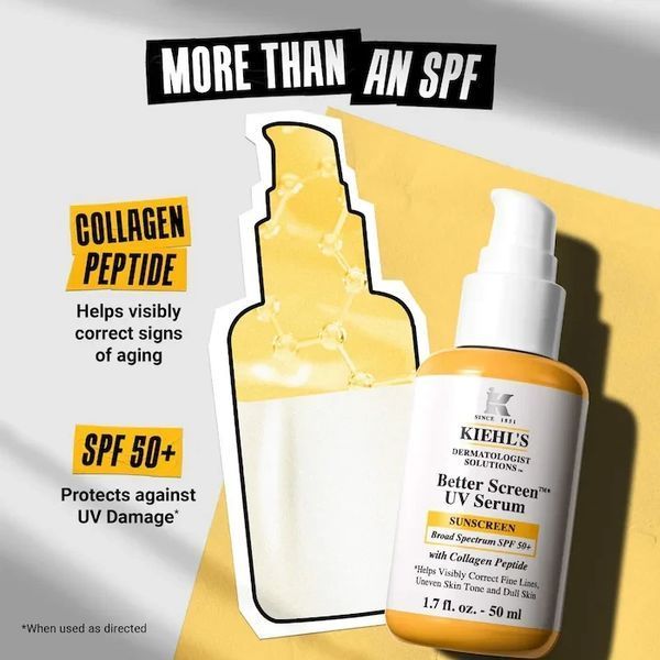 Kiehl's Better Screen UV Serum SPF 50+ Сонцезахисна сироватка для обличчя з колагеновим пептидом 2533851939 фото
