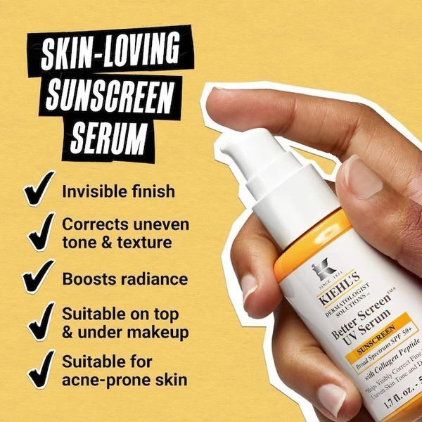 Kiehl's Better Screen UV Serum SPF 50+ Сонцезахисна сироватка для обличчя з колагеновим пептидом 2533851939 фото
