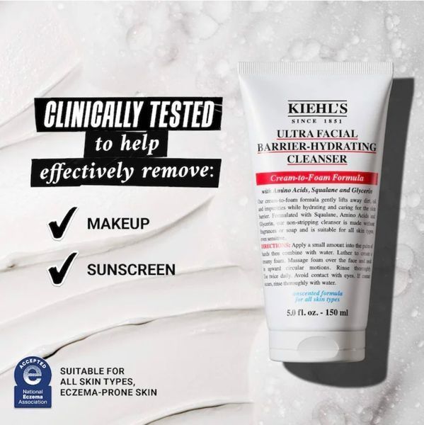 Очищающий крем-пена для лица Kiehl's Ultra facial barrier-hydrating cleanser 150 ml 26 фото