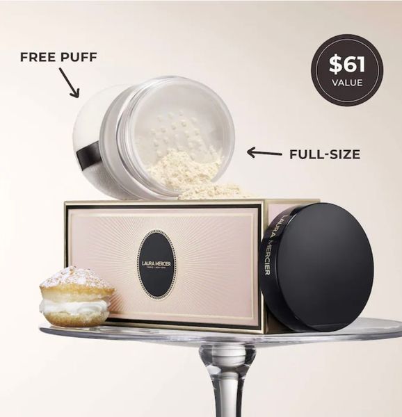 Пудра + Пухівка у подарунок Laura Mercier Indulgent Icons Translucent Loose Powder & Velour Puff Duo Gift Set 29 g 269 фото