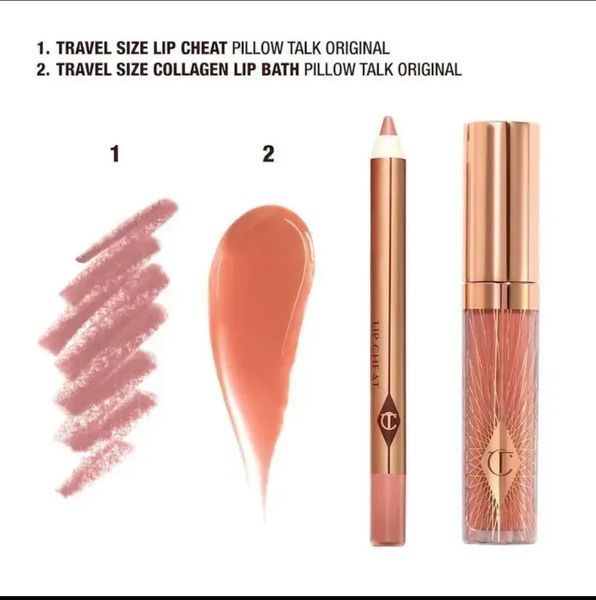 Набір для макіяжу губ Charlotte Tilbury Pillow Talk Mini Glossy Lips Duo Pillow Talk Original 19 фото