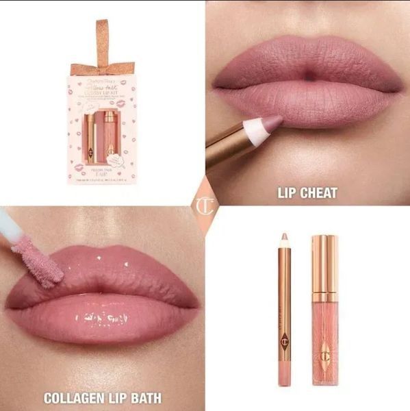 Набор для макияжа губ Charlotte Tilbury Pillow Talk Fair Mini Glossy Lips Duo   20 фото