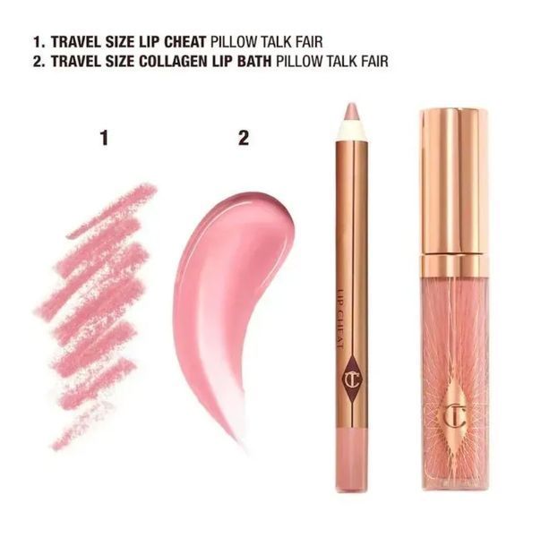 Набор для макияжа губ Charlotte Tilbury Pillow Talk Fair Mini Glossy Lips Duo   20 фото