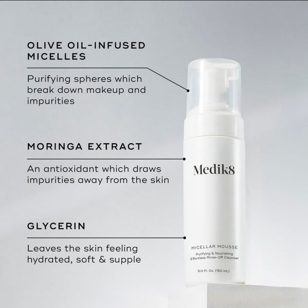 Міцелярний мус пінка для вмивання Medik8 Micellar Mousse Purifying & Nourishing Effortless Rinse-Off Cleanser 150 мл 2652 фото