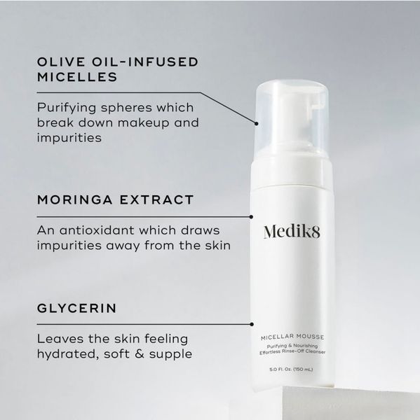 Міцелярний мус пінка для вмивання Medik8 Micellar Mousse Purifying & Nourishing Effortless Rinse-Off Cleanser 150 мл 2652 фото
